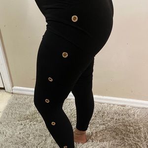 Gold rhinestone studded leggings